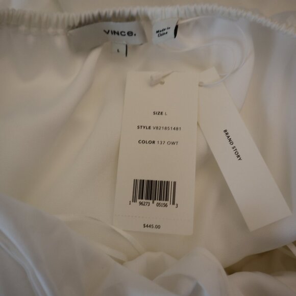 Vince Los Angeles White Halter Midi Dress Tiered Skirt Cotton Size Large New Tag - Picture 5 of 6